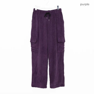 (Unisex) Corduroy Wide Cargo String Jogger Pants