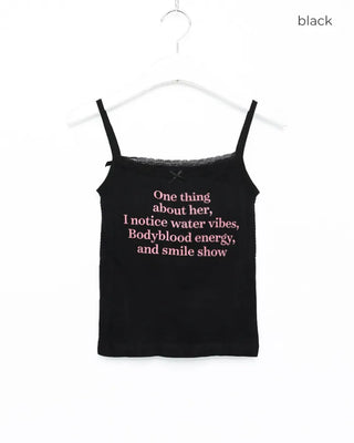 Lettering Lace Neck Bra Camisole