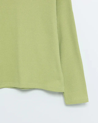 Round neck waffle long t-shirt