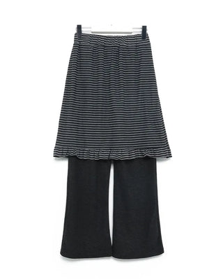 Striped frill skirt and layered pants