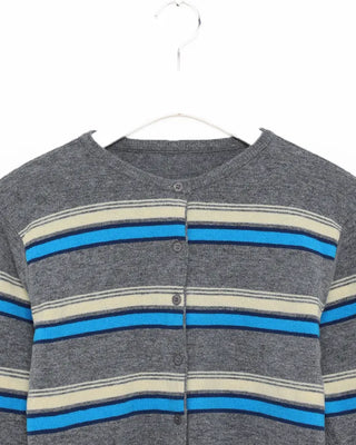 Double-border round-neck knit cardigan