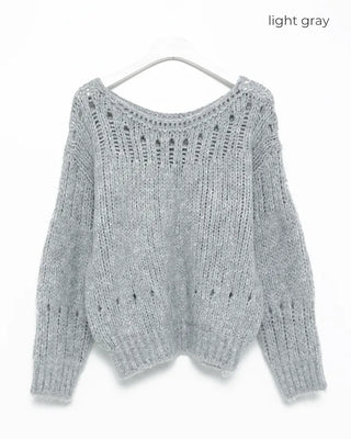 Bateau Neck Punching Point Sweater