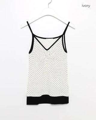 Bust Gathered Pin Dot Rib Camisole