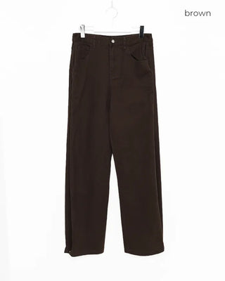 Patch button hem side outseam cotton pants