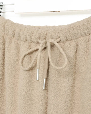 Fleece wide-leg pants with elastic waistband