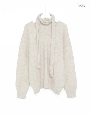 V-neck scarf knit