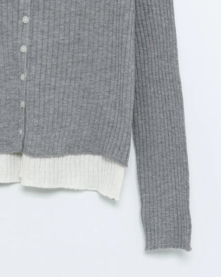 Color Layered Rib Cardigan