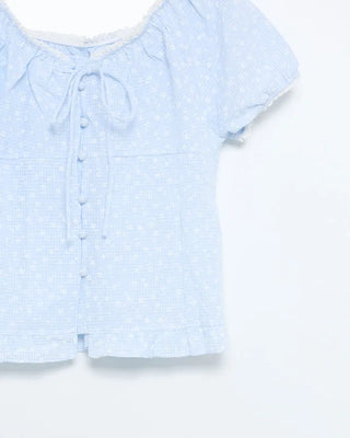 Puff sleeve lace detail blouse