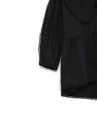 Punching Lace Wrap Peplum Blouse