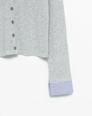 Shirt-layered cardigan