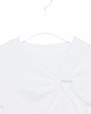 Heart-punched half-sleeve T-shirt
