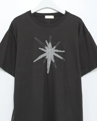 (Unisex) Check Star Patch Stitch Half T-Shirt