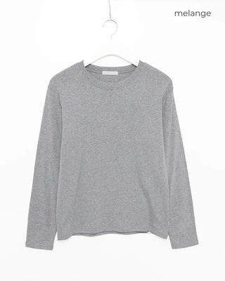 Simple brushed-back round neck long-sleeve T-shirt