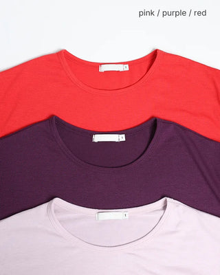 Color-layered half-length T-shirt
