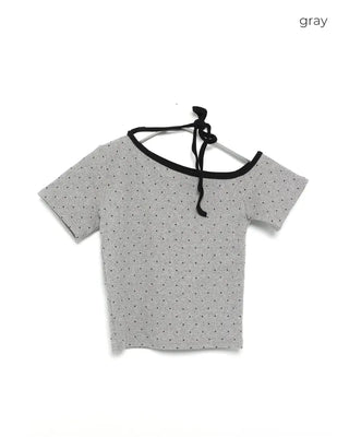 Dot Unbalanced Half-Sleeve T-Shirt