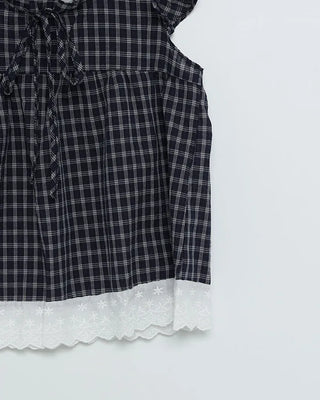 Lace layered check sleeveless top