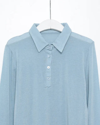 Button-collar long-sleeve T-shirt