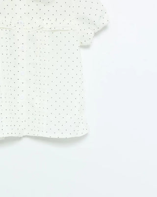 Polka Dot Pintuck Collar Blouse