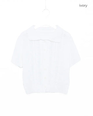 Short-sleeved knit polo shirt