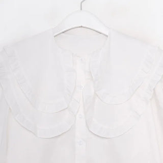 Double-frilled big collar blouse