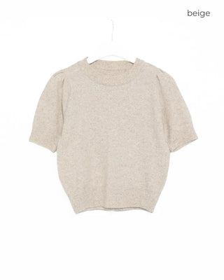 Puff Basic Round Neck Short Sleeve Knit
