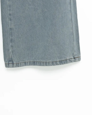 Washed wide denim pants
