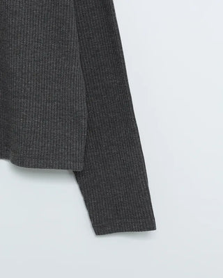 Shell Button Waffle Henley Neck T-Shirt