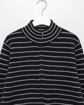 Striped knit zip-up
