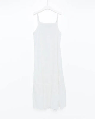 Neck hem punching lace long camisole dress