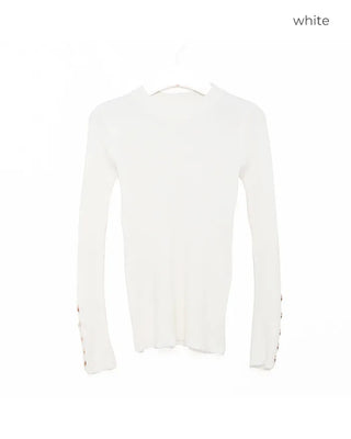 Gold button cuff slim knit