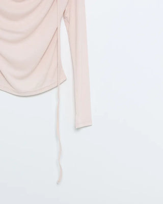 Drape neck strap point long sleeve shirt
