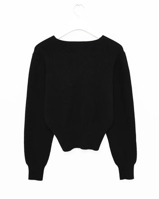 V-neck cropped ribbed cardigan