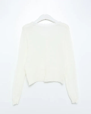 Lace neckline thermal cardigan
