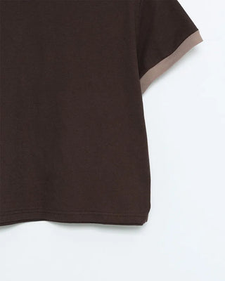 Two-tone half-sleeve T-shirt