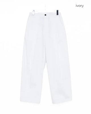 One-tuck banded cotton pants