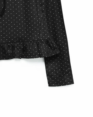 Ribbon Tie Dot Frill T-Shirt