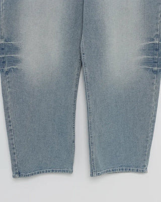 Washed string denim pants