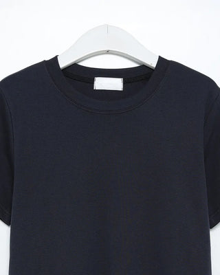 Semi-cropped short-sleeve T-shirt