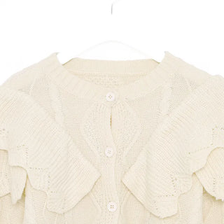 Double ruffle knit cardigan