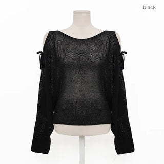 Off-shoulder ribbon knit