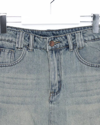 Washed denim mini skirt
