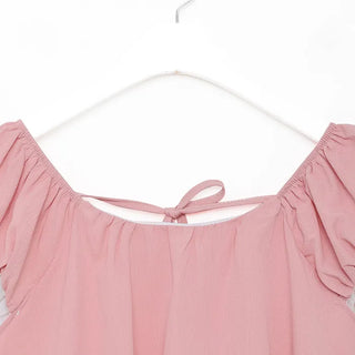 Back ribbon shirred blouse