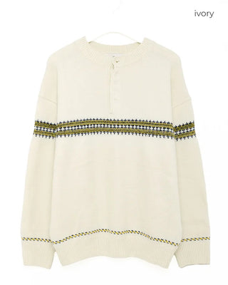 Henley neck Nordic sweater