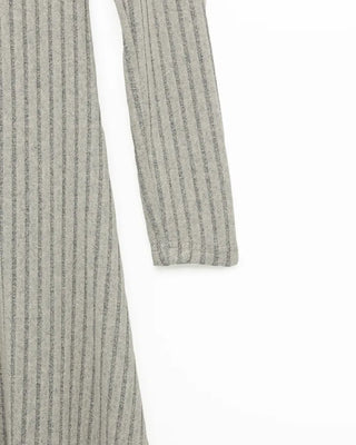 Button-detail ribbed long dress