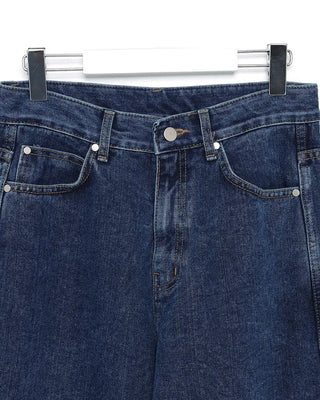 Semi-wide denim pants