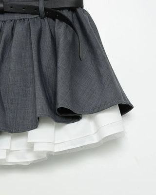 Belted Layered Mini Skirt