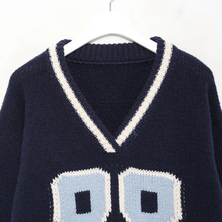 88 V-neck bicolor knit