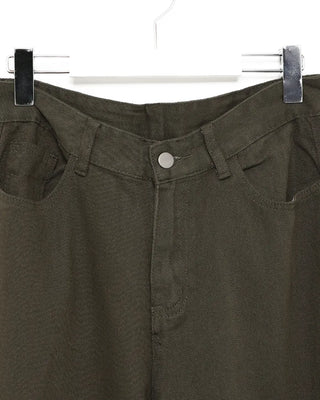 Cotton pants with back button detail