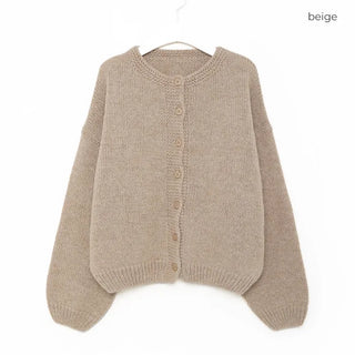 Loose-fitting button-up wool cardigan
