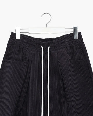 Corduroy wide-leg pants with elastic waistband
